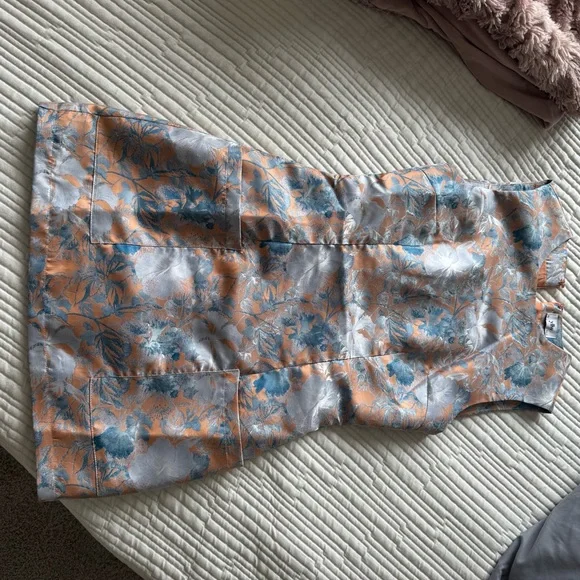 Floral Sleeveless Mini Dress - Blue and Orange - Picture 7 of 11